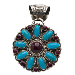 Kingman Turquoise & Spiny Oyster Shell Pendant | Tyler Brown