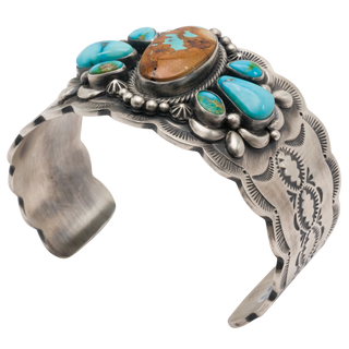 Boulder Turquoise & Sonoran Turquoise Overlay Cuff | Murphy Platero