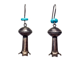 Kingman Turquoise Squash Blossom Earrings | Artisan Handmade