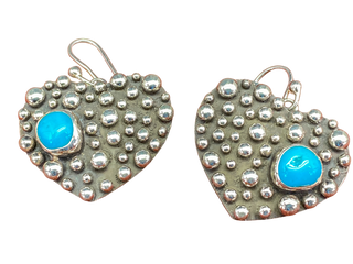 Kingman Turquoise Heart Earrings | Raymond Coriz