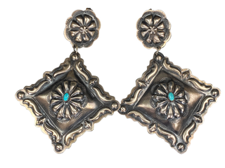 Repousse Dry Creek Turquoise Earrings | Artisan Handmade