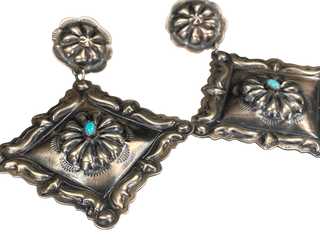 Repousse Dry Creek Turquoise Earrings | Artisan Handmade