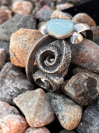 #8 Turquoise Tufa Abstract Spiral Cuff - Aaron Anderson