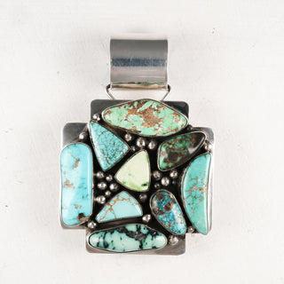 Blue Carico Lake Turquoise, New Lander, Faustite, & Variscite Pendant | Ella Peter