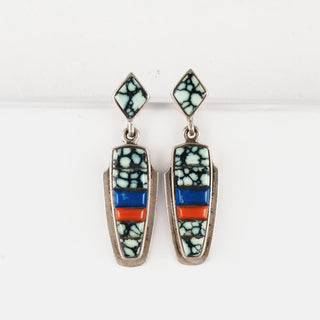 New Lander Varisite, Lapis Lazuli, & Coral Earrings | Julias Burbank