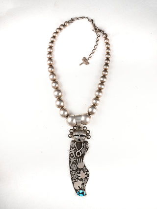 Egyptian Turquoise & Navajo Pearl Pendant Necklace | Alex Sanchez