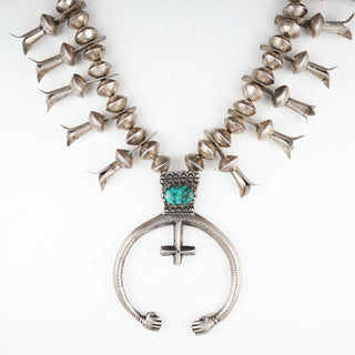 Vintage Fox Turquoise Squash Blossom Necklace | Artisan Handmade