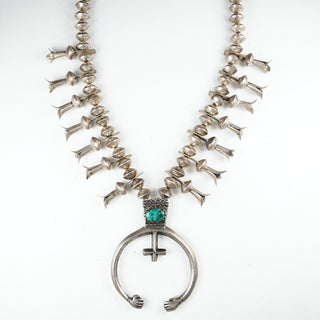 Vintage Fox Turquoise Squash Blossom Necklace | Artisan Handmade
