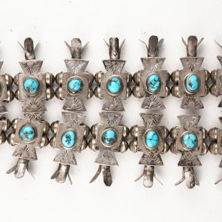 Old Pawn High Grade Persian Turquoise Squash Blossom Necklace | Artisan Handmade