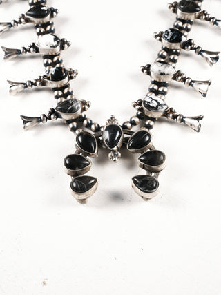White Buffalo Turquoise Squash Blossom Necklace & Earring Set | Lydia Begay