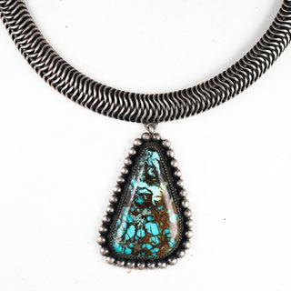 Pilot Mountain | Boulder Turquoise Pendant & Handmade Chain Necklace Set | Marcus Chavez