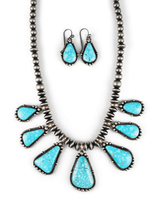 Water Web Kingman Turquoise & Navajo Pearl Necklace & Earring Set | Angela Martin