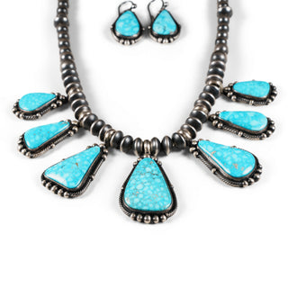 Water Web Kingman Turquoise & Navajo Pearl Necklace & Earring Set | Angela Martin