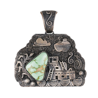 Carico Lake Turquoise Storyteller Pendant | Larry M. Chavez