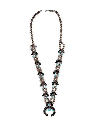 Sunface & Chief Squash Blossom Necklace & Earring Set | Artisan Handmade