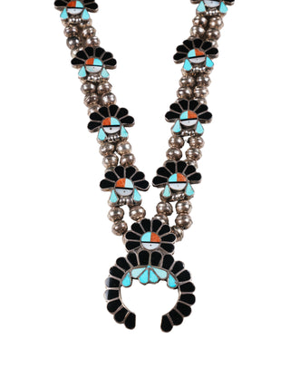 Sunface & Chief Squash Blossom Necklace & Earring Set | Artisan Handmade