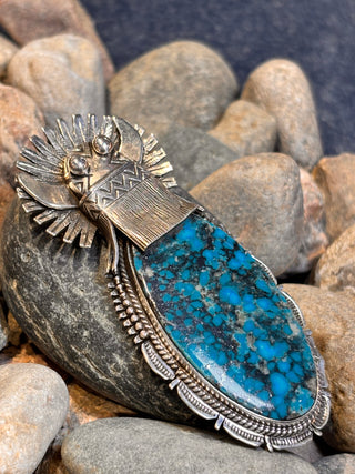 Broad Face Kingman Turquoise Kachina Pendant | Bennie Ration