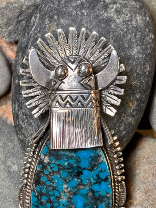 Broad Face Kingman Turquoise Kachina Pendant | Bennie Ration