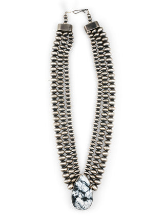 White Buffalo Turquoise & Navajo Pearl Necklace | Eugene Gruber