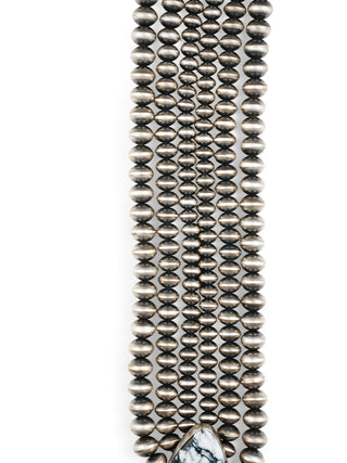 White Buffalo Turquoise & Navajo Pearl Necklace | Eugene Gruber