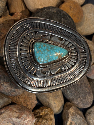 Number Eight Turquoise Overlay Belt Buckle | Leonard Nez