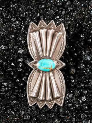 Fox Turquoise Butterfly Concha Old Pawn Ring | Artisan Handmade