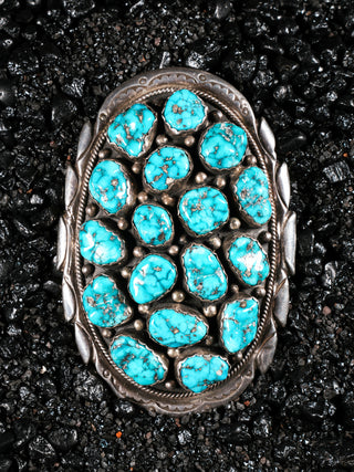 Persian Turquoise Vintage Turquoise Cluster Pendant | Artisan Handmade