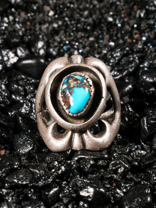 Vintage Sandcast Bisbee Turquoise Ring | Artisan Handmade