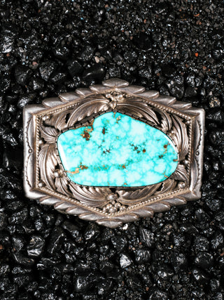 Vintage Lone Mountain Turquoise Belt Buckle | Lee Baker