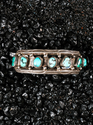 Vintage 1930s Turquoise Cuff | Artisan Handmade