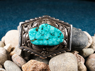 Vintage Lone Mountain Turquoise Belt Buckle | Lee Baker