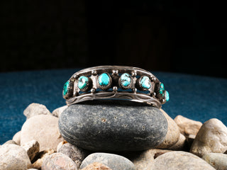 Vintage 1930s Turquoise Cuff | Artisan Handmade