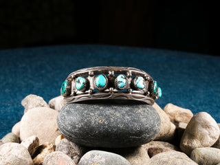 Vintage 1930s Turquoise Cuff | Artisan Handmade