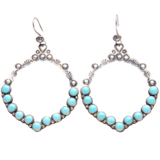 Silver & Sleeping Beauty Turquoise Hoop Earrings | Annie Hoskie