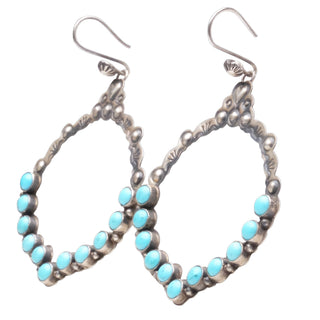 Silver & Sleeping Beauty Turquoise Hoop Earrings | Annie Hoskie