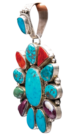 Turquoise & Spiny Oyster Shell Pendant | C. Yazzie