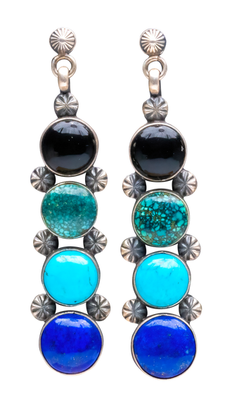 Onyx, Turquoise, & Lapis Earrings | Freddy Maloney