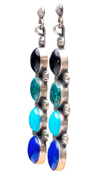 Onyx, Turquoise, & Lapis Earrings | Freddy Maloney