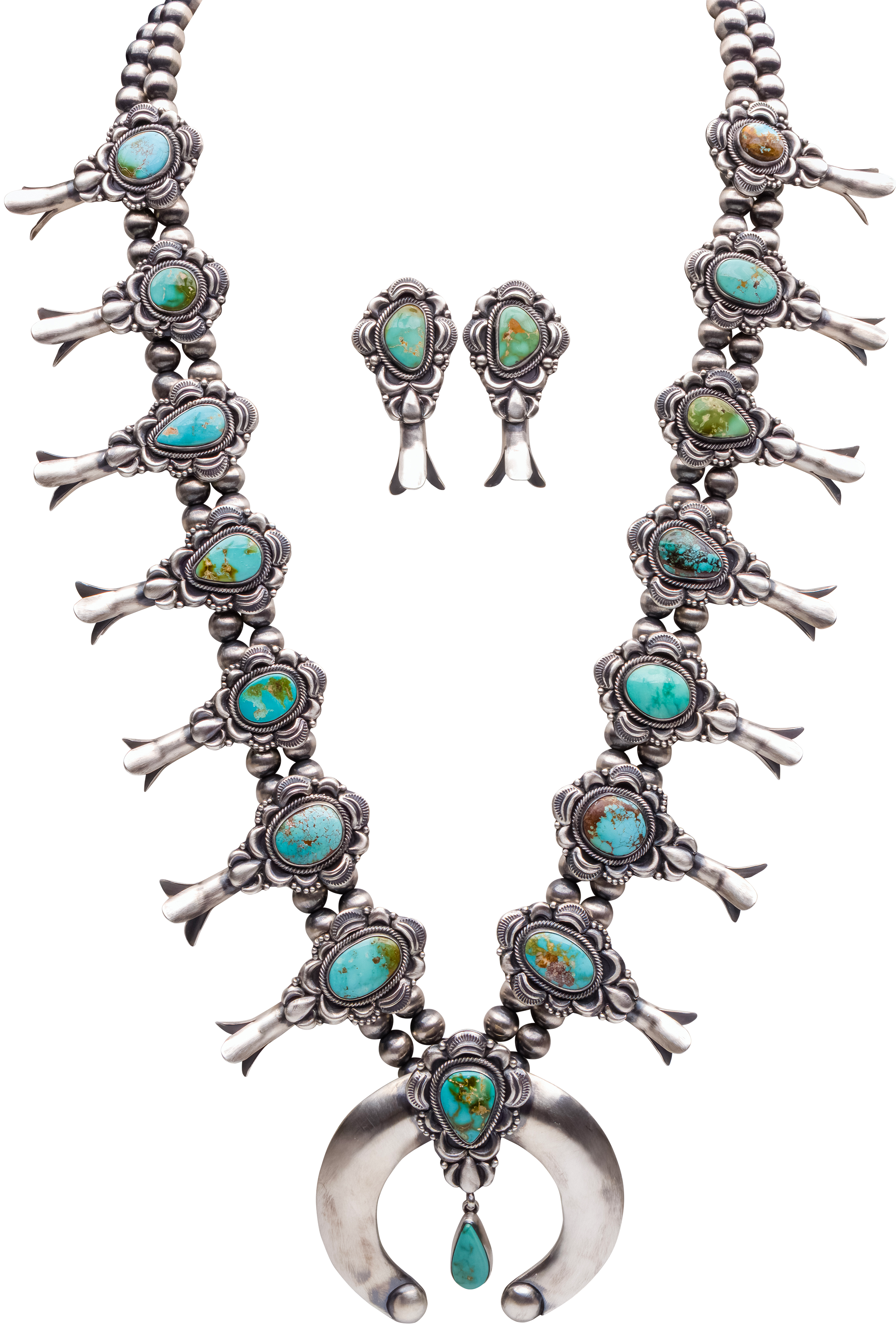 Royston turquoise 2025 squash blossom necklace
