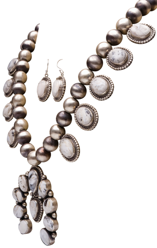 White Buffalo Squash Blossom Necklace & Earring Set | Bobby Johnson