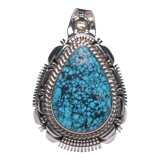 Sterling Silver Pendant with Spiderweb Kingman Turquoise | Larry Moses Yazzie