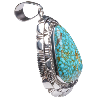 Sterling Silver Pendant with Birdseye Kingman Turquoise | Larry Moses Yazzie