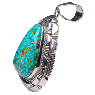 Sterling Silver Pendant with Birdseye Kingman Turquoise | Larry Moses Yazzie