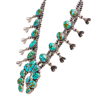 Birdseye Kingman Turquoise Squash Blossom Necklace | Paul Livingston