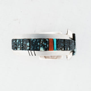 New Lander Turquoise, Kingman Turquoise, & Coral Inlay Cuff | Causandra Dukepoo
