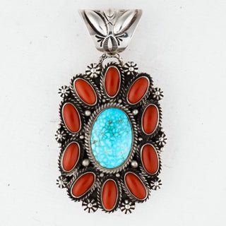 Kingman Turquoise & Coral Pendant | Tyler Brown