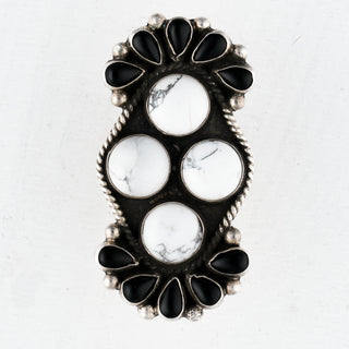 White Buffalo Turquoise & Black Onyx Ring | Devin Brown