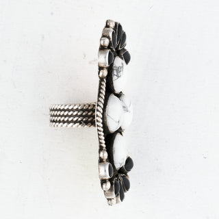 White Buffalo Turquoise & Black Onyx Ring | Devin Brown