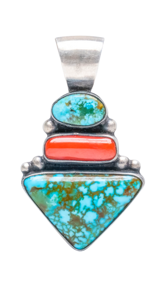Coral & Kingman Turquoise Pendant | Bernyse Chavez