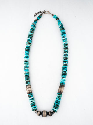 High-Grade Kingman Turquoise & Navajo Pearl Necklace | Artisan Handmade